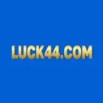 Luck44.com logo with gold gradient text on a blue background.